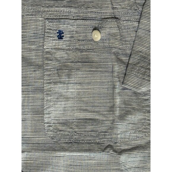 Izod Saltwater Relaxed Classics Mens Blue Striped Button Up Shirt SZ S Cotton - Picture 2 of 7